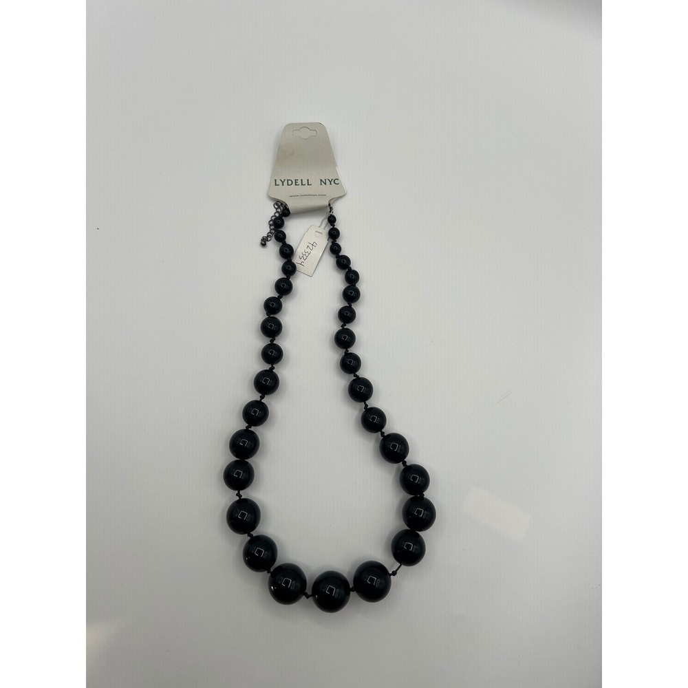 Lydell NYC Black Graduated Bead Necklace Adjustable Statement Jewelry NWT